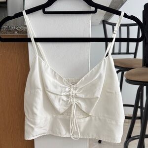A&F White Ruched Front Cropped Cami Top